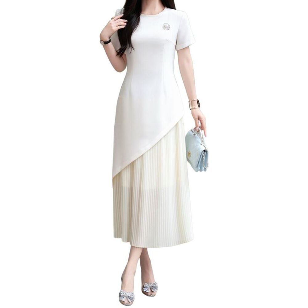 Burryco Womens  Short Sleeve Midi Dress, White